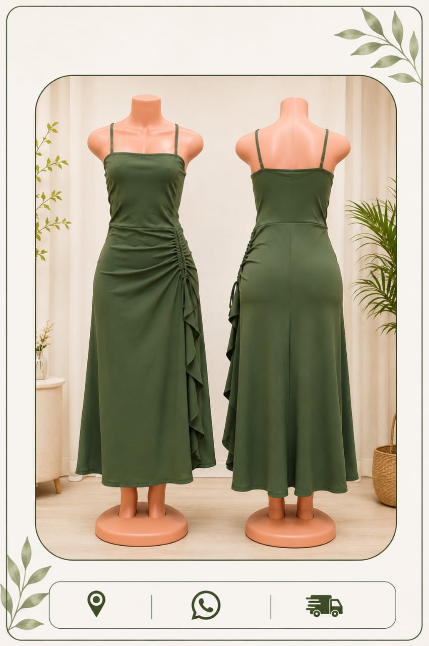 Robe verte à volants élégante